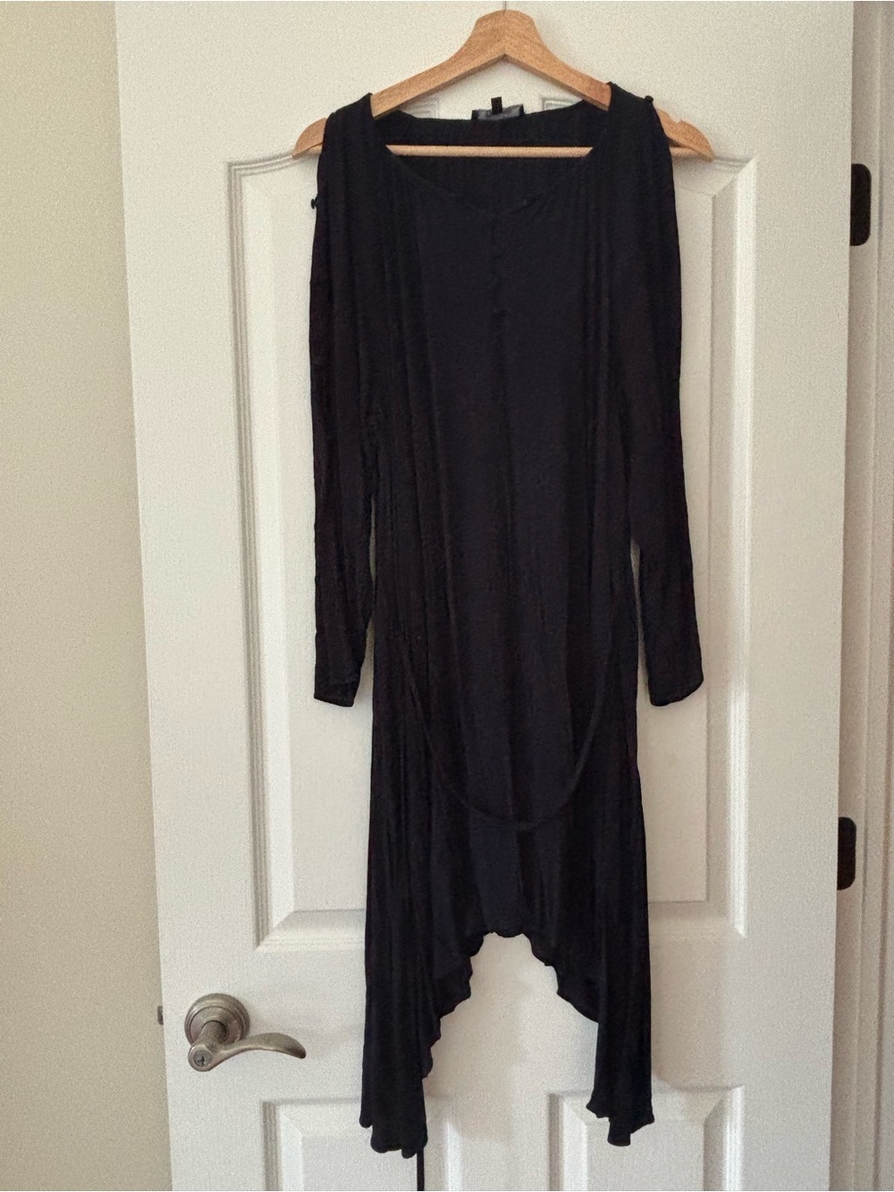 Madewell Black Long-Sleeve Mini Dress with Asymmetric Hem